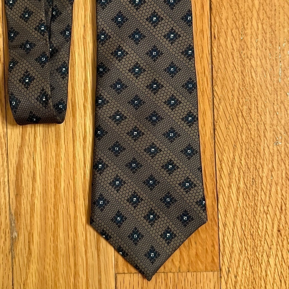 Yves Saint Laurent Neck Tie Men’s Brown Black Pattern Silk
